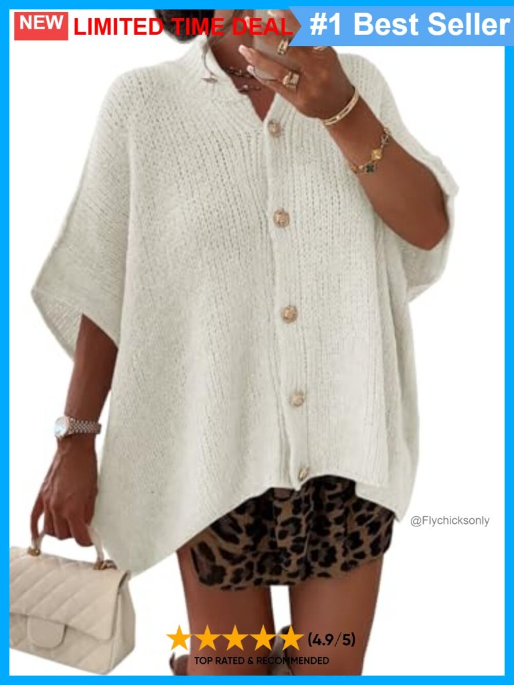 Short Sleeve Button Down Knit Cardigan Lightweight Summer Sweater